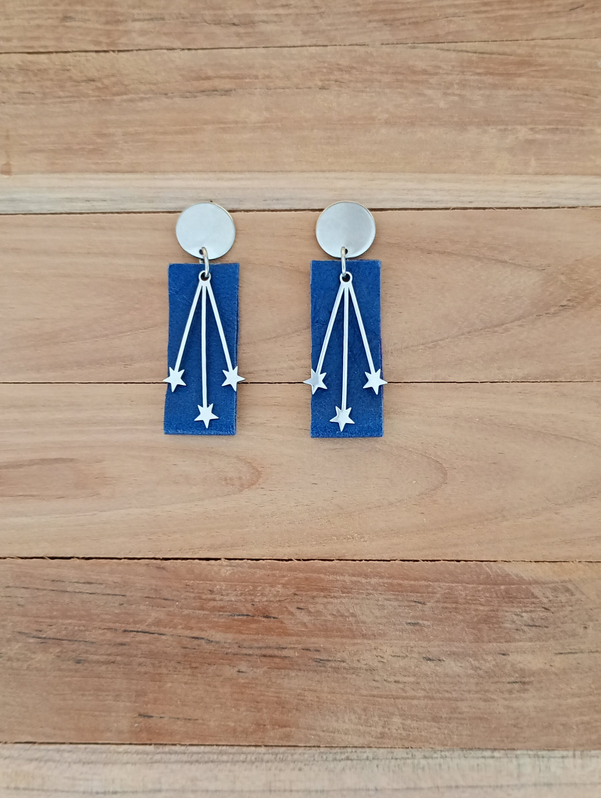 Boucles d'oreilles acier inoxydable/cuir