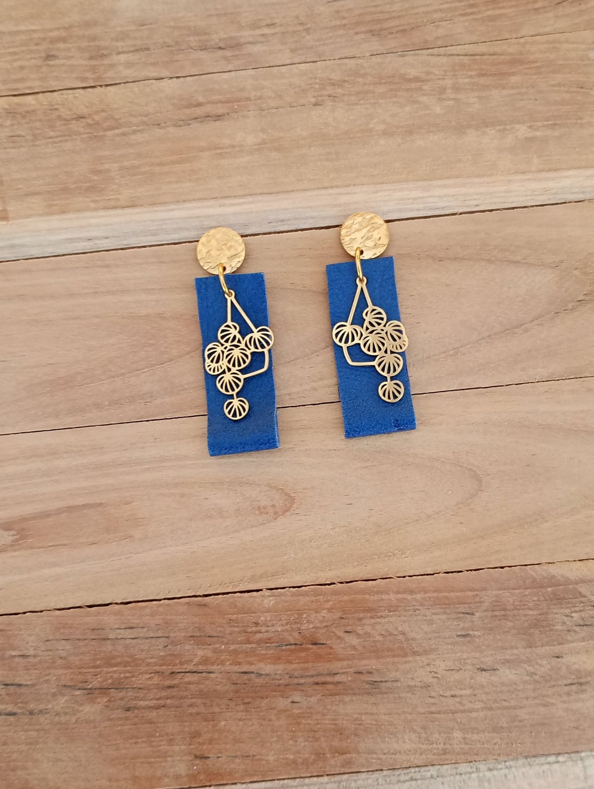 Boucles d'oreilles acier inoxydable/cuir