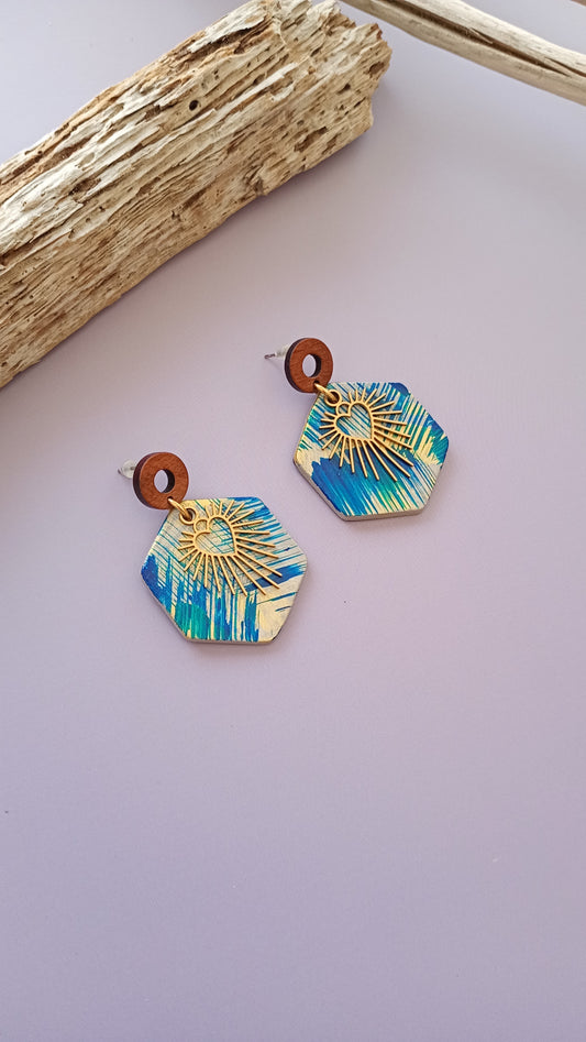 Boucles d'oreilles hexagonales