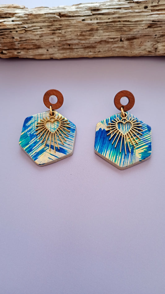 Boucles d'oreilles hexagonales