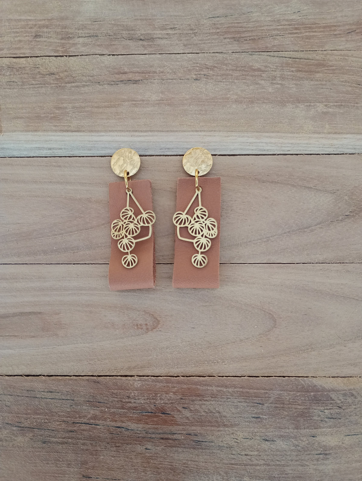 Boucles d'oreilles acier inoxydable/cuir
